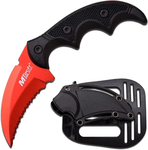 Vista 3 de MTech USA - Fixed Blade Knife - Fully Serrated Stainless Steel Hawkbill Blade, Matte Aluminum Handle w/Textured G10 Insert, Includes Tactical Paddle