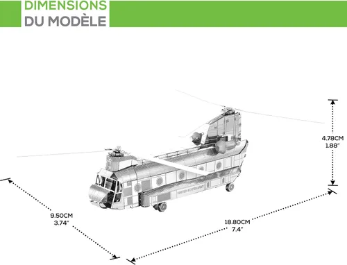 Vista 7 de Metal Earth CH-47 Chinook Kit de modelo de metal 3D