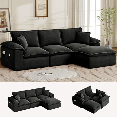 Vista 9 de Korser 108" Sectional Couches for Living Room, Modular Boneless Couch with Deep Seat & Fluffy Cushion, Cozy Double-Layer Cushioned Sofa with