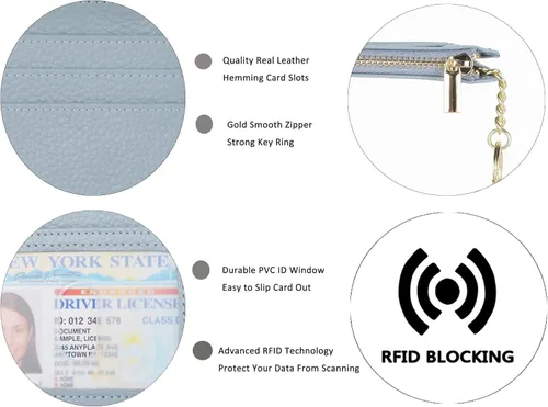 Vista 4 de Monedero delgado con bloqueo RFID, con bolsillo frontal para monedas, tarjetero, para mujer