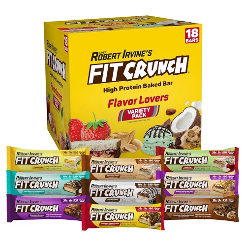Vista 13 de FITCRUNCH - Barras de proteínas para aperitivo de tamaño pequeño, barra horneada de 6 capas, 3 g de azúcar y centro suave de pastel