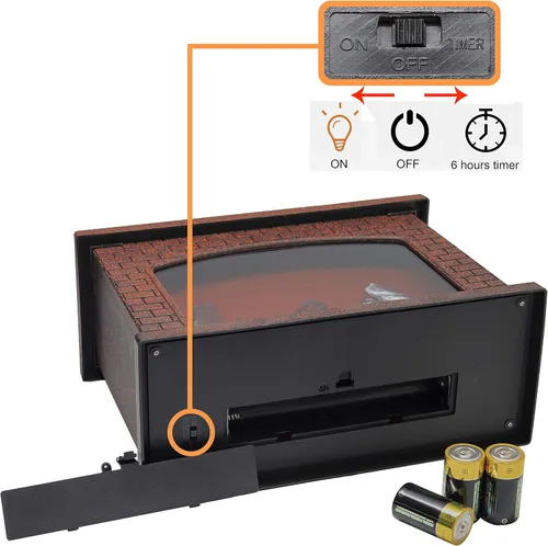 Vista 3 de YAKii Linterna rectangular para chimenea, 6 luces LED superbrillantes, temporizador de 6 horas, funciona con pilas, decoración colgante