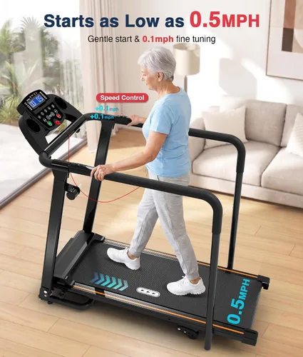 Vista 12 de Redliro Cinta de correr para personas mayores con pasamanos largos black