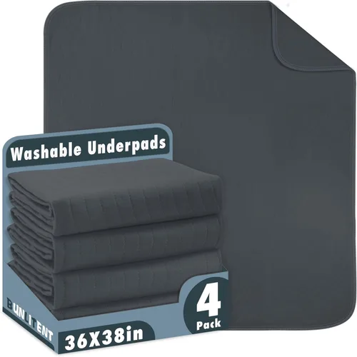 Vista 21 de Bunlitent Almohadillas lavables, 34 x 52 pulgadas, paquete de 3, color azul, almohadillas reutilizables de gran absorción para incontinencia