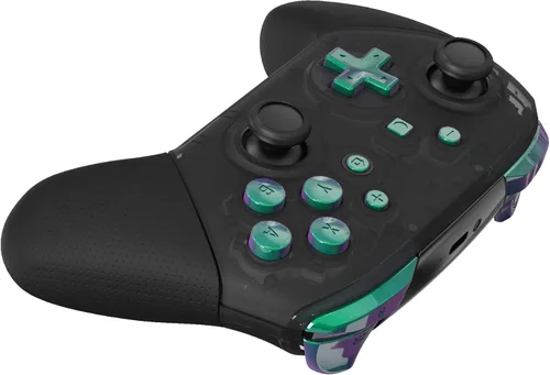 Vista 7 de eXtremeRate Chameleon Green Purple Repair ABXY D-pad ZR ZL L R teclas para Nintendo Switch Pro Controller, juego completo de botones de repuesto