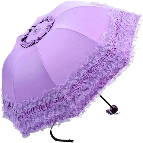 Vista 10 de WANLIAN Paraguas de encaje a prueba de viento plegable soleado y lluvioso a prueba de rayos ultravioleta anti sol protección UV sombrilla paraguas