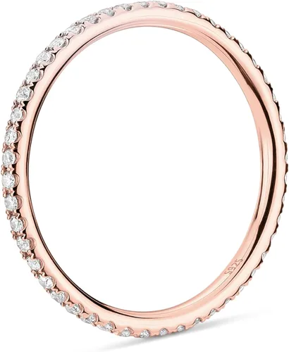 Vista 3 de PAVOI 14K Gold Plated Solid 925 Sterling Silver CZ Simulated Diamond Stackable Ring Eternity Bands for Women