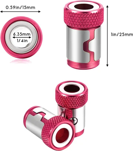 Vista 3 de 5 piezas de anillo de tornillo magnético para anillo magnetizador de metal, extraíble para destornillador hexagonal de 1/4 de pulgada y puntas