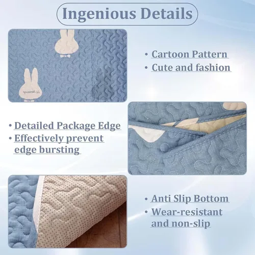 Vista 3 de kathson 2 forros para jaula de conejo, lavables, superabsorbentes, para conejillos de indias, animales pequeños, ropa de cama de forro polar