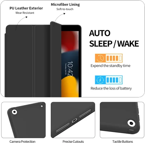 Vista 5 de KenKe Funda para iPad de 9ª generación 2021, iPad de 8ª generación 2020, iPad de 7ª generación 2019 de 10.2 pulgadas, soporte para lápiz integrado