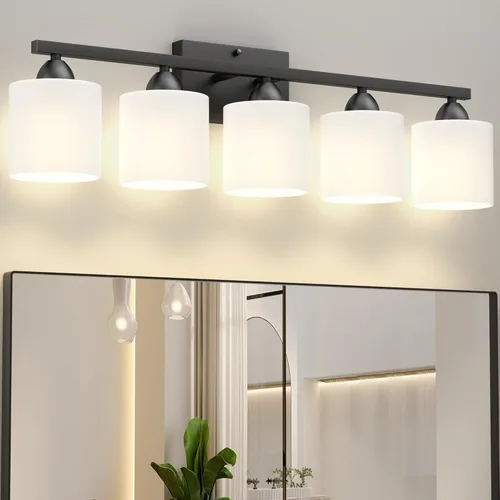 Vista 15 de Luces de baño negras sobre espejo, lámpara de tocador anti-óxido para baño, moderna lámpara de pared de 2 luces para sala de estar, base estándar