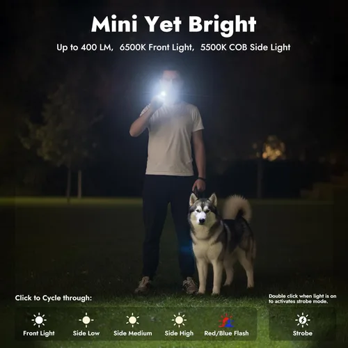 Vista 4 de WARSUN Linterna EDC recargable T7, linterna de bolsillo delgada con clip y base magnética, luz LED portátil para transporte diario, caminata