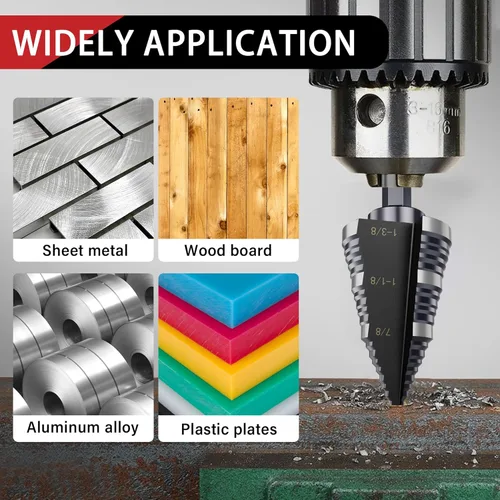 Vista 6 de Broca de Paso de 1/4 a 1-3/8 Pulgadas, Brocas de Paso de Acero de Alta Velocidad M2 de Doble Flecha, Broca de Paso con Ranura Recta para Taladrar