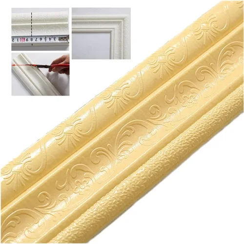 Vista 7 de 2022 Nuevo Borde de Paredes 3D Autoadhesivo de Protección Ambiental, Tira de Moldura para Bordes de Paredes 3D, Marco de Bordes de Pared Flexibles