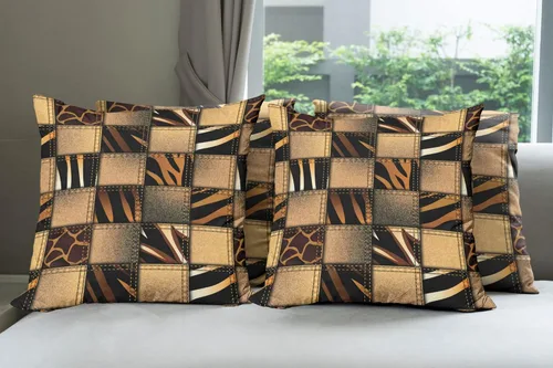 Vista 63 de Ambesonne Paquete de 4 fundas de cojín navideñas con cinta, ilustración de imagen de deseos navideños, impresión digital moderna de doble cara, 16