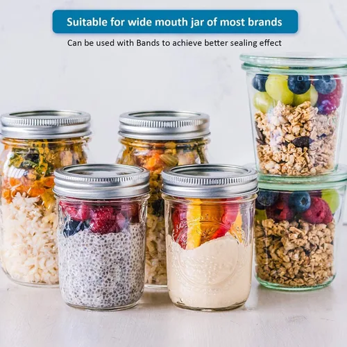 Vista 4 de 60 anillos para conservas de tarro de masón de boca ancha, anillos o tapas de repuesto duraderos y resistentes al óxido, bandas de metal para tarro