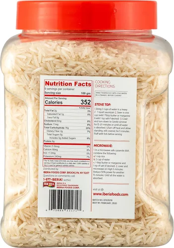 Vista 2 de Tarro de Arroz Basmati Iberia, 2 Libras, Grano Extra Largo, Arroz Basmati Blanco Indio Naturalmente Envejecido, Arroz Basmati Natural en Tarro