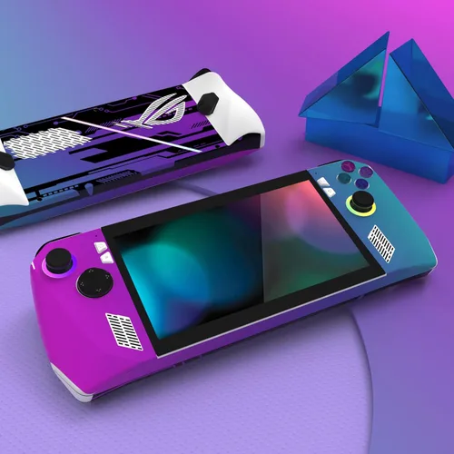 Vista 3 de PlayVital Juego de 2 calcomanías protectoras para ROG Ally, calcomanías personalizadas de vinilo para consola de juegos portátil ROG Ally, neón