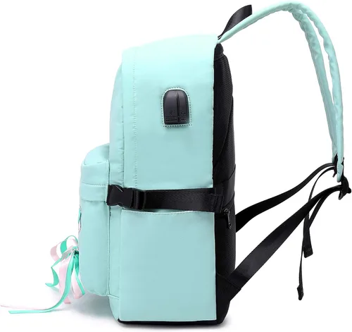 Vista 2 de Joymoze Mochila clásica para mujer, elegante mochila escolar para adolescentes, Azul claro, talla única, Clásico