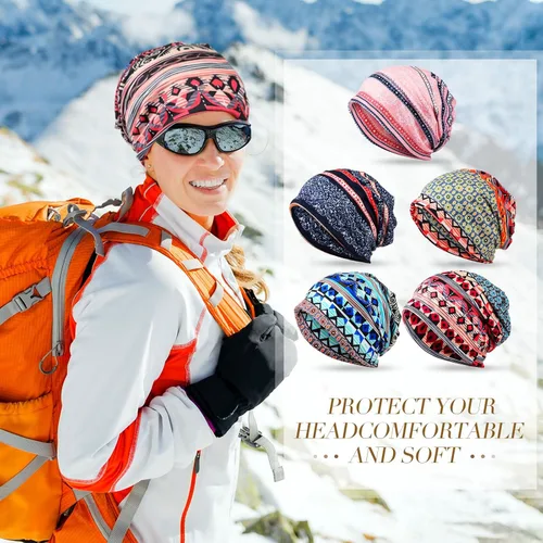 Vista 3 de Gorro holgado para mujer, 5 piezas, turbante, elástico, para el cáncer, gorros, bufanda para dormir