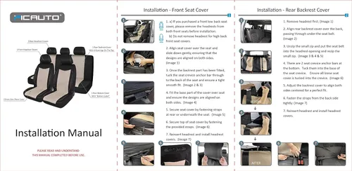 Vista 8 de Pic Auto Fundas de asiento de automóvil de respaldo alto,cuero sintético, compatible con bolsa de aire, ajuste universal, Negro