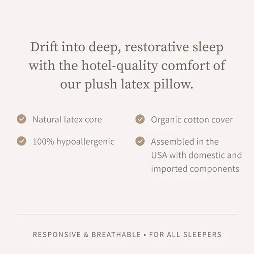 Vista 5 de Almohada de Látex Saatva - Altura Estándar (4" - 5") - Almohada Hipoalergénica con Núcleo de Látex Triturado - Transpirable - Funda de Algodón