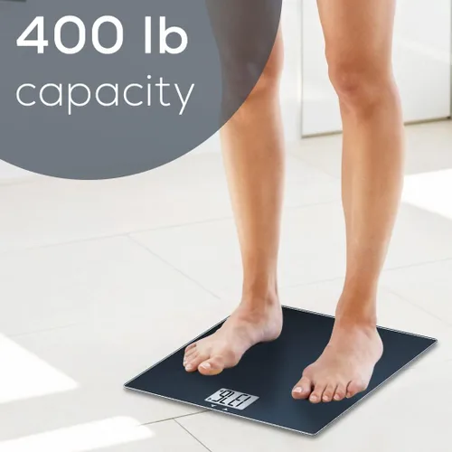Vista 8 de Beurer GS435B Báscula de vidrio Bluetooth para peso corporal con medición de composición de IMC, báscula digital inteligente de baño que se conecta