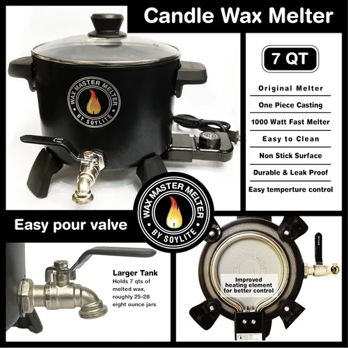 Vista 5 de Derretidor de cera para fabricación de velas, capacidad para aproximadamente 7 cuartos de galón de cera derretida, válvula de fácil vertido, por