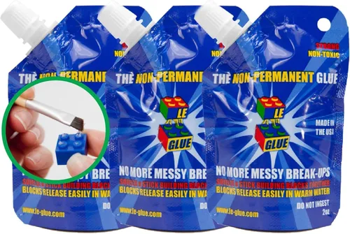 Vista 3 de Le-Glue Cola adhesiva temporal para LEGO, Mega Blocks, Nano Blocks, y más. ¡Ideal para niños! No tóxico! Fabricada en EE. UU.