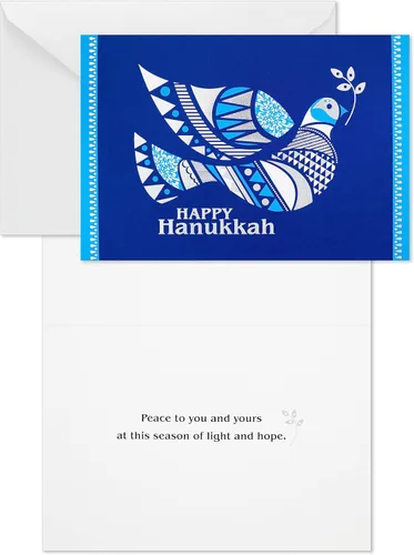 Vista 4 de Hallmark Tarjetas de Hanukkah del árbol de la vida en caja (40 tarjetas y sobres) Paloma azul y plateada
