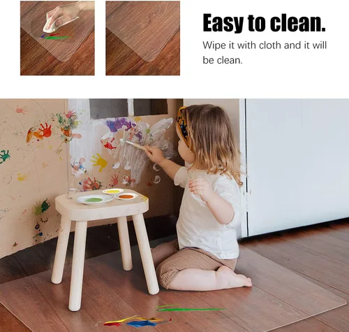 Vista 6 de Kuyal tapete transparente para silla, uso en suelos duros, 48.0 x 36.0 pulgadas, protector de suelo para oficina u hogar