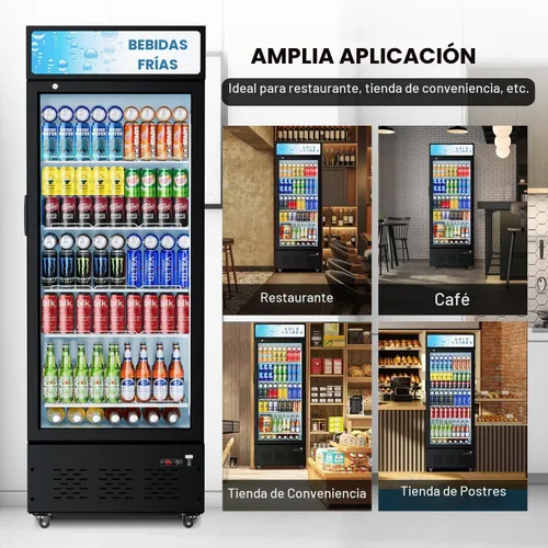 Vista 5 de Refrigeradores comerciales de bebidas Refrigerador de puerta de cristal Puerta de visualización vertical con estantes ajustables