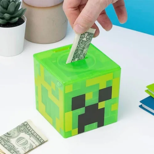 Vista 2 de Paladone Minecraft Creeper Maze Safe, completa el laberinto para desbloquear dinero, divertido juguete coleccionable de bloques de Minecraft