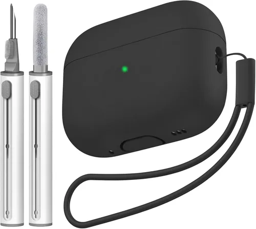 Vista 30 de Compatible con Airpods Pro 2 Case, Funda Protectora de Piel de Silicona Suave con Kit de Limpieza y Cordón Compatible para AirPod Pro de 2ª