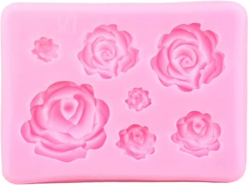 Vista 6 de Mujiang Molde de fondant de flores de rosa, moldes de silicona para decoración de pasteles, decoración de cupcakes, pasta de goma de mascar