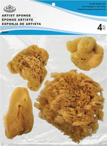 Royal Brush - Esponjas de artista natural del océano, 3 sedas/1 jumbo, 4 por paquete
