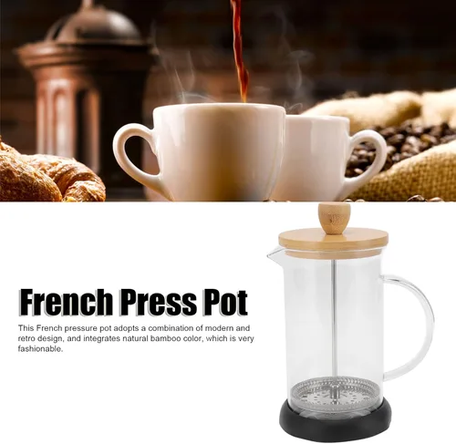 Vista 2 de flexman Cafetera de prensa francesa, vidrio de borosilicato de alta temperatura, acero inoxidable, prensa francesa para el hogar, oficina, al aire