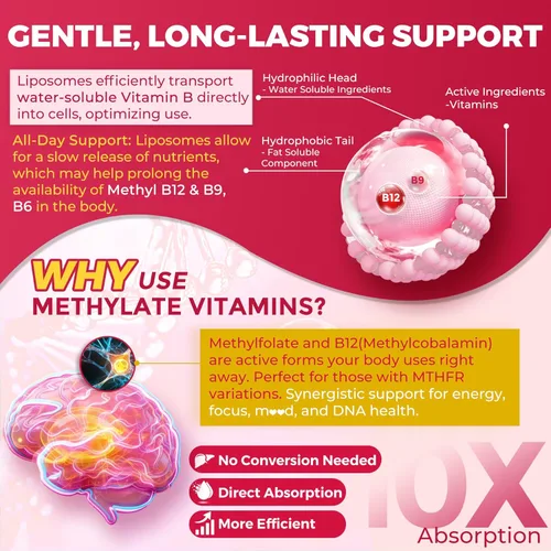 Vista 3 de Gomitas Metil B12 de 5000 mcg 10000 mcg con L-metilfolato, vitamina B6, D3 vitamina C, hongo melena de león, L-teanina, CoQ10, suplemento de gomitas