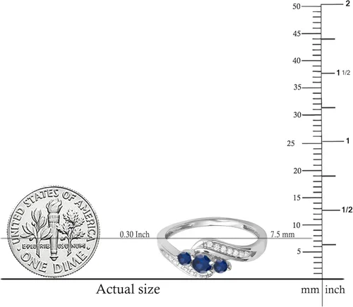 Vista 5 de Dazzlingrock Collection Anillo nupcial redondo de 3 piedras de compromiso con diamantes azules y diamantes blancos de 14 quilates, oro blanco