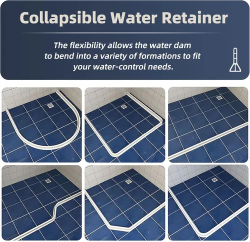 Vista 4 de Presa de agua plegable elevada de 39 pulgadas (99.06 cm) BLAUESGAS, Barrera de ducha de 3 pulgadas (7.62 cm), tapón de agua para la ducha, protector