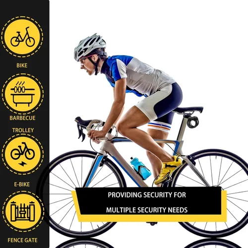 Vista 7 de Candado de cable para bicicleta de 6 pies de largo, candado de combinación reseteable de 4 dígitos, cable de acero resistente con revestimiento