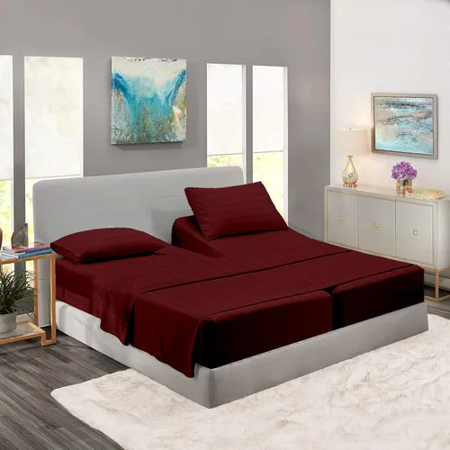 Vista 12 de Rajlinen Split Queen Sheet Set for Adjustable Bed, 100% Egyptian Cotton, 5 Piece Set, Dual 16" Deep Pocket Fitted Sheets, Soft, Cooling, Breathable