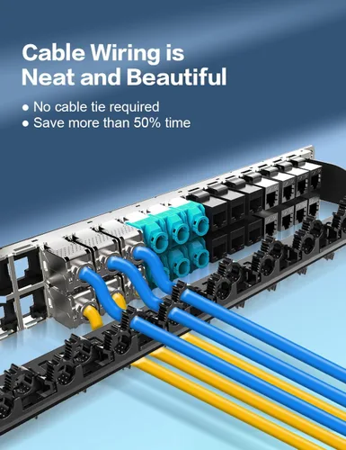 Vista 3 de Panel de conexión Keystone en blanco de 48 puertos para montaje en rack y montaje en pared, 1U de 19 pulgadas para red RJ45