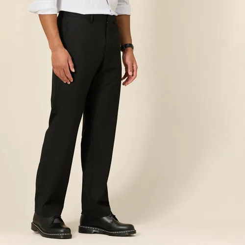 Vista 3 de Yaxa Essentials - Pantalones de vestir elásticos para hombre con corte clásico resistentes a las arrugas
