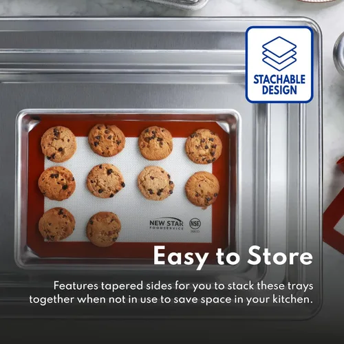 Vista 8 de New Star Foodservice Bandeja de aluminio de calibre 16 resistente (paquete de 12 "18 x 26 x 1")