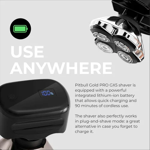 Vista 10 de Skull Shaver - Pitbull Gold PRO GX5 Maquinilla de afeitar para cabeza y cara