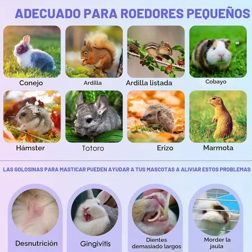 Vista 6 de KATUMO Juguetes masticables de conejo, golosinas naturales de heno Timothy