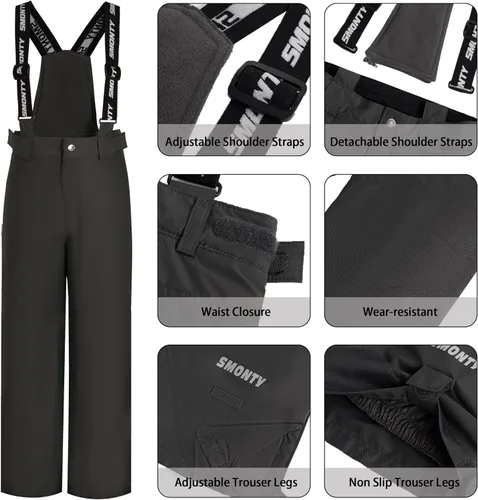 Vista 3 de Conjunto de traje de nieve para niñas, chaqueta de esquí de invierno y pantalones con capucha, resistente al viento, impermeable, cálido
