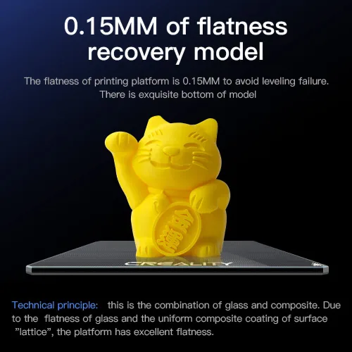Vista 4 de Creality Plataforma oficial de impresora 3D Ender 3 Max Neo Glass Bed 3D, placa de vidrio templado de 12.598 x 12.205 in, superficie de construcción