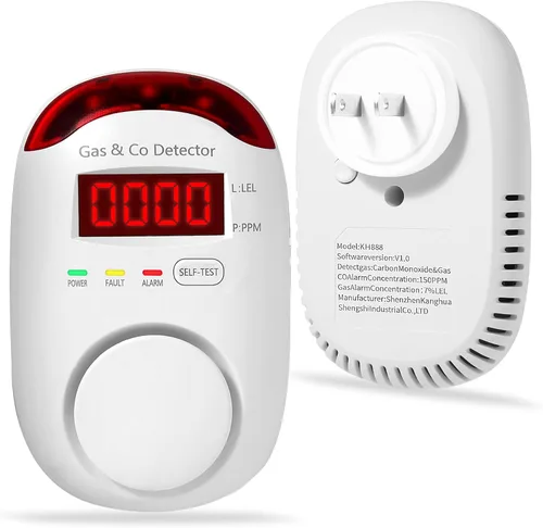 Vista 8 de Detectores combinados de gas y monóxido de carbono enchufables - Detectores de gas natural y alarma de monóxido de carbono para el hogar, detector